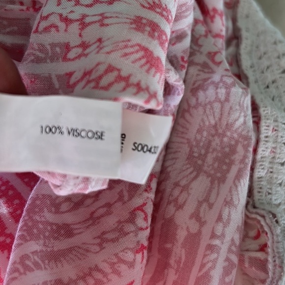 Poupette St Barth Sasha Pink Floral Fringe Crochet Pintuck Babydoll Dress  XS - Picture 14 of 16